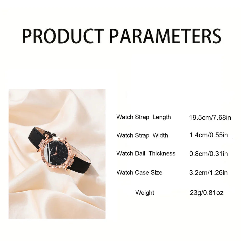 Womens Watches 5Pcs Set Luxury Rhinestone Women Fashion Elegant Wristwatch Quartz Watch For Girl WristWatch Bracelet Gift Vera Lux
