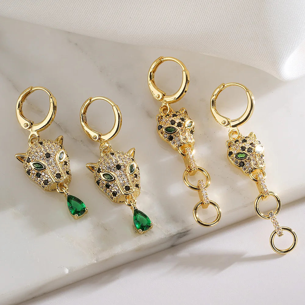 NEWBUY Fashion Gold Color Animal Dangle Earrings For Women Unique Design Leopard Earring Statement Female Party Jewelry Vera Lux