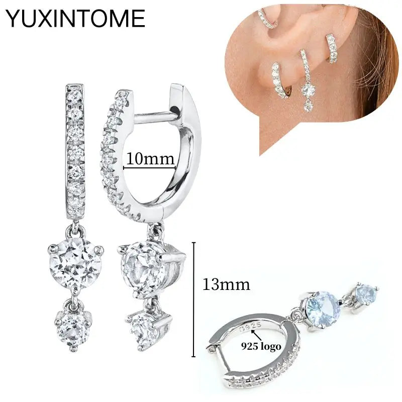 925 Sterling Silver Ear Needle Fashion Hoop Earrings White Crystal Luxury Women's Silver Earrings Wedding Women's Jewelry Gift Vera Lux