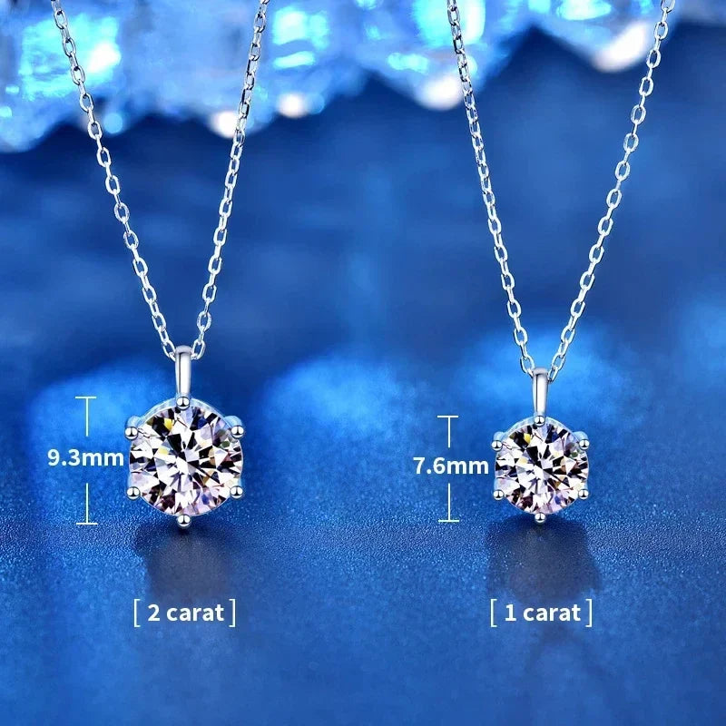 NeeTim 2.0ct VVS1 D Color Moissanite Necklace 925 Soild Sterling Silver Chain with Certificate Fine Jewelry for Woman Vera Lux
