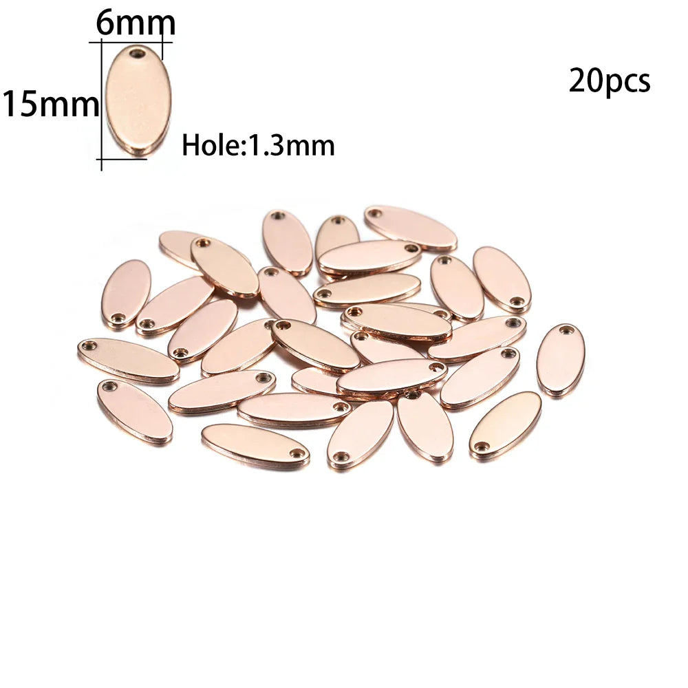 10-50Pcs Gold Stainless Steel Customized Dog Tag Heart-Shaped Oval Blanks Charm Pendant Charms For DIY Jewelry Making Supplies Vera Lux