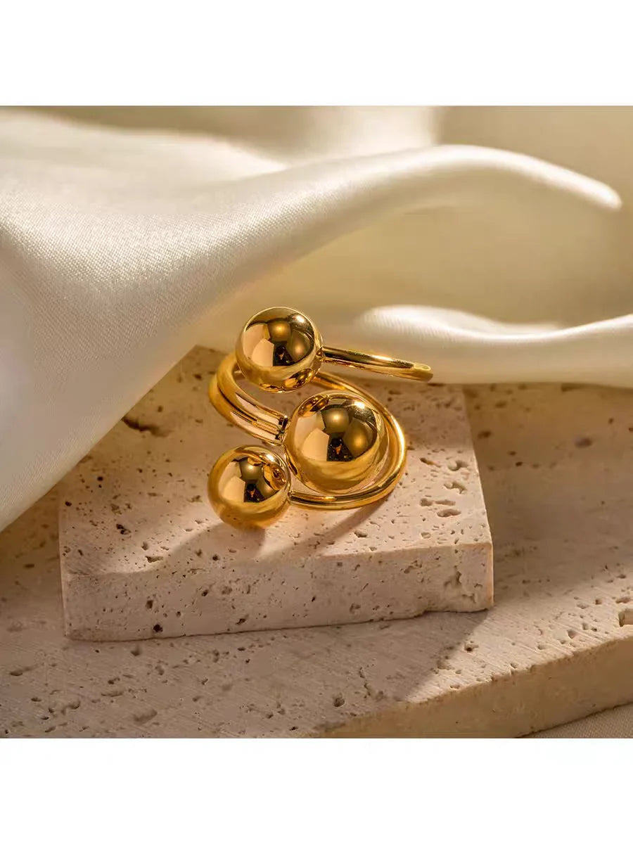 Stainless Steel Double Ball Adjustable Ring For Women Unisex Gold Color Trendy Finger Rings Decompression Jewelry Gifts Anillos Vera Lux