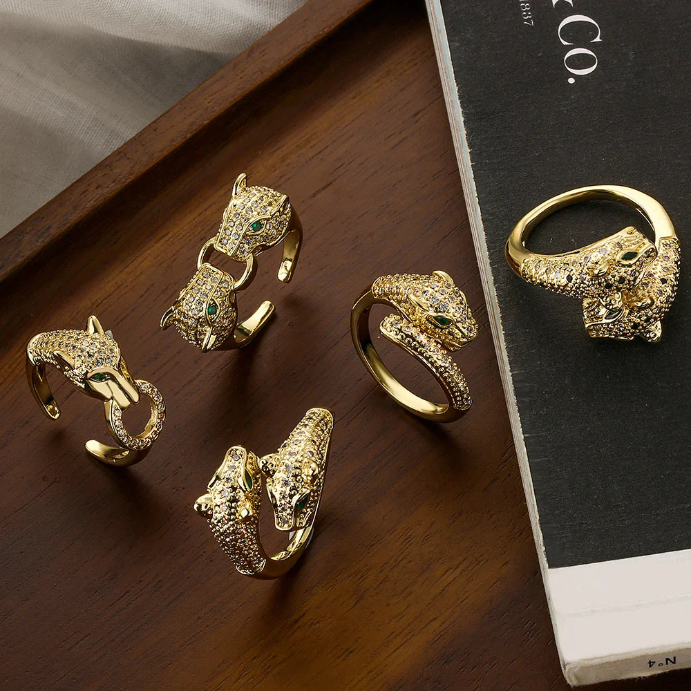 NEWBUY New High Quality Gold-Plated Zircon Hip-Hop Style Rings Fashion Delicate Leopard Ring Women's Party Jewelry Accessories Vera Lux