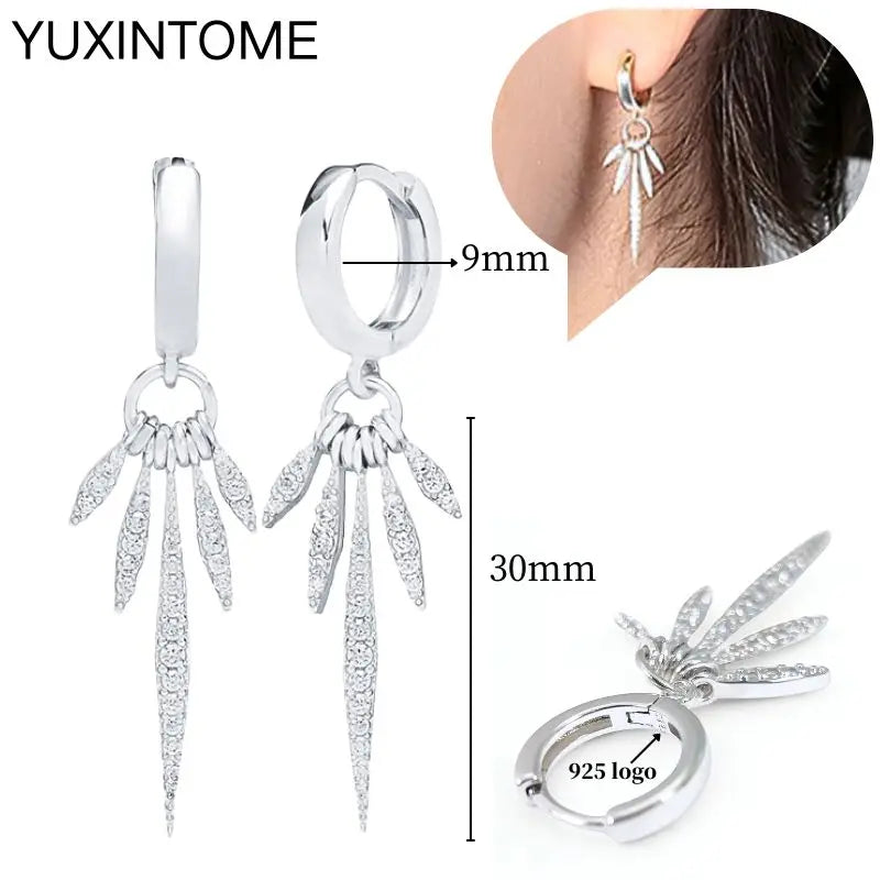 925 Sterling Silver Ear Needle Fashion Hoop Earrings White Crystal Luxury Women's Silver Earrings Wedding Women's Jewelry Gift Vera Lux