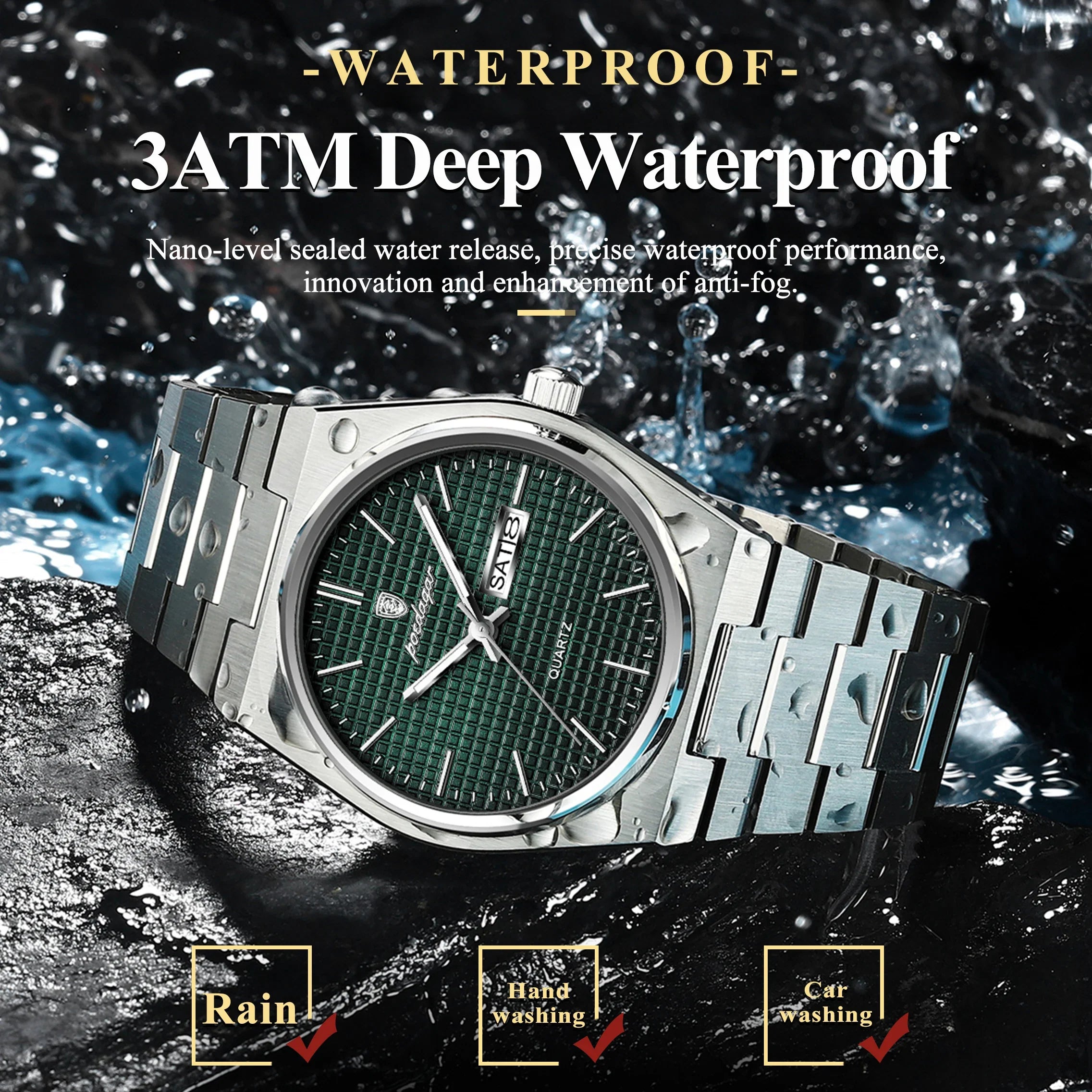 POEDAGAR Luxury Original Man Watch Waterproof Stainless Steel Luminous Men's Wristwatch Date Week Quartz Fashion Watches For Men Vera Lux