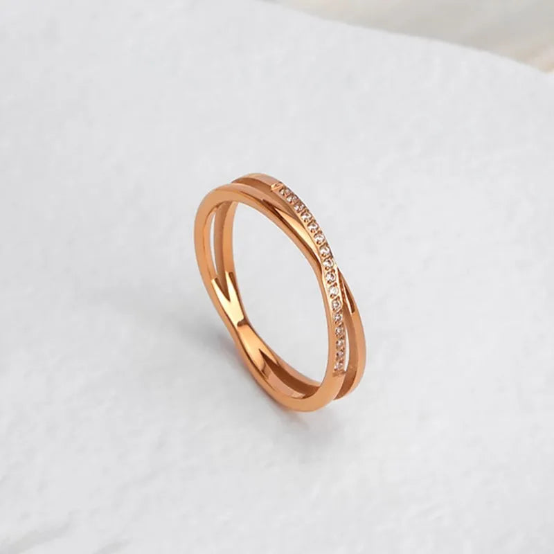 Stainless Steel Pave CZ Cross Ring Wedding Band for Women Girl Size 5-10 Vera Lux