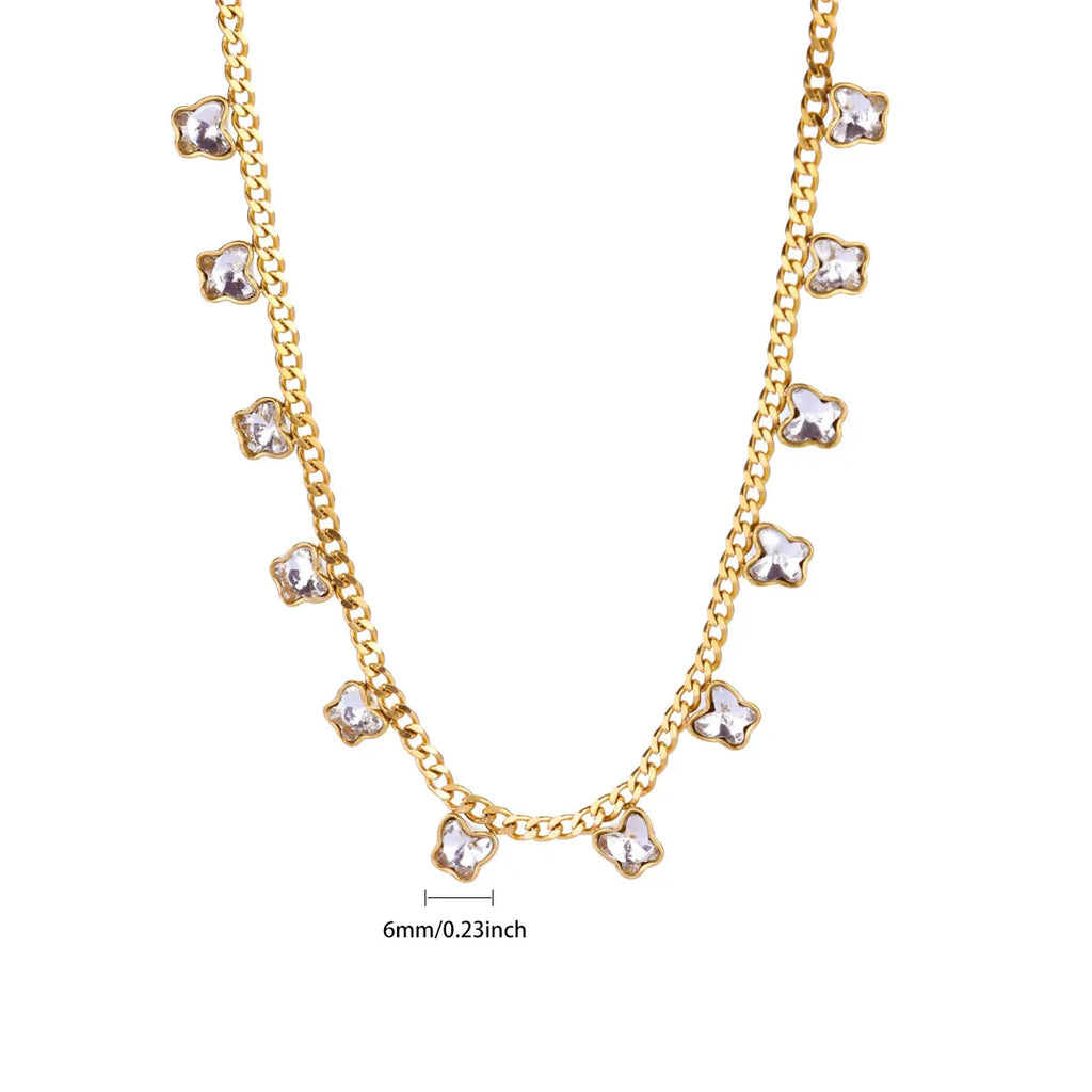 Luxury Zircon Butterfly Pendant Necklaces For Women Stainless Steel Gold Color Chain Collar Necklace 2025 New Wedding Jewelry Vera Lux