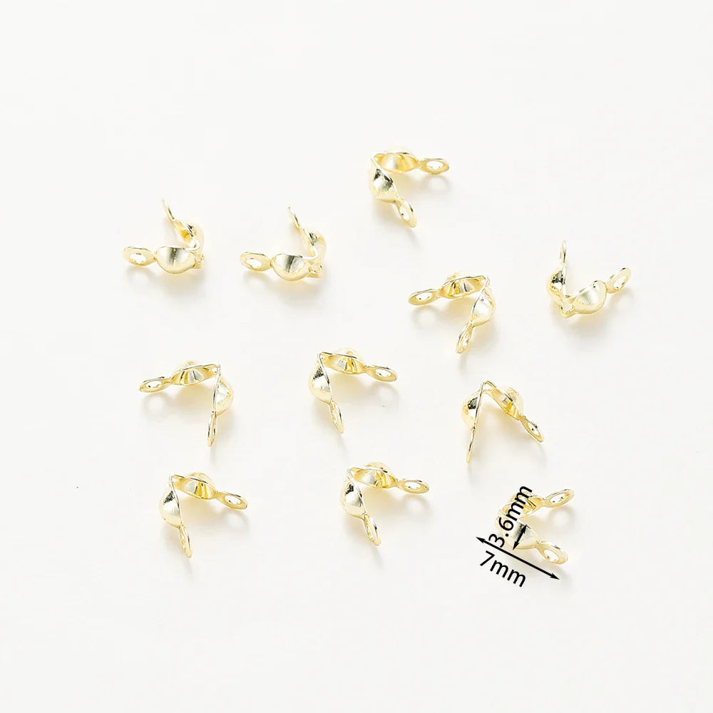 14K 18K Real Gold Plated Double Hole End Clasp Beads Open Cover Crimp Connector Beads For DIY Jewelry Making Necklace Component Vera Lux