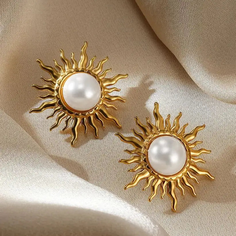 Vintage Stainless Steel Sun Earrings For Women Bohemian Sun Shine Earrings Irregular Fan Shaped Earrings Jewelry Party Gifts Vera Lux