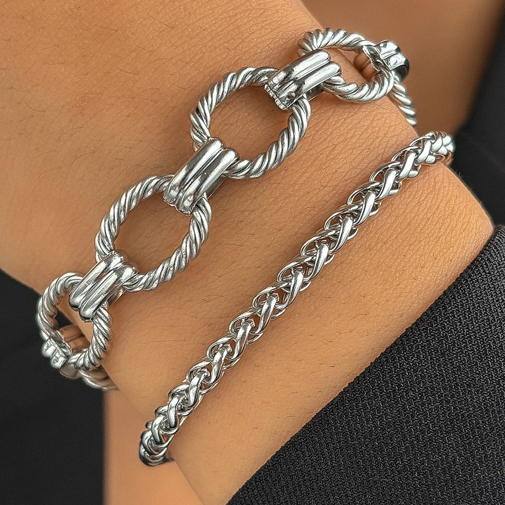 Stainless Steel Bracelet Set Minimalist New Popular Chain Atmospheric Bracelet For Women Jewelry Non-fading High-quality Gifts Vera Lux