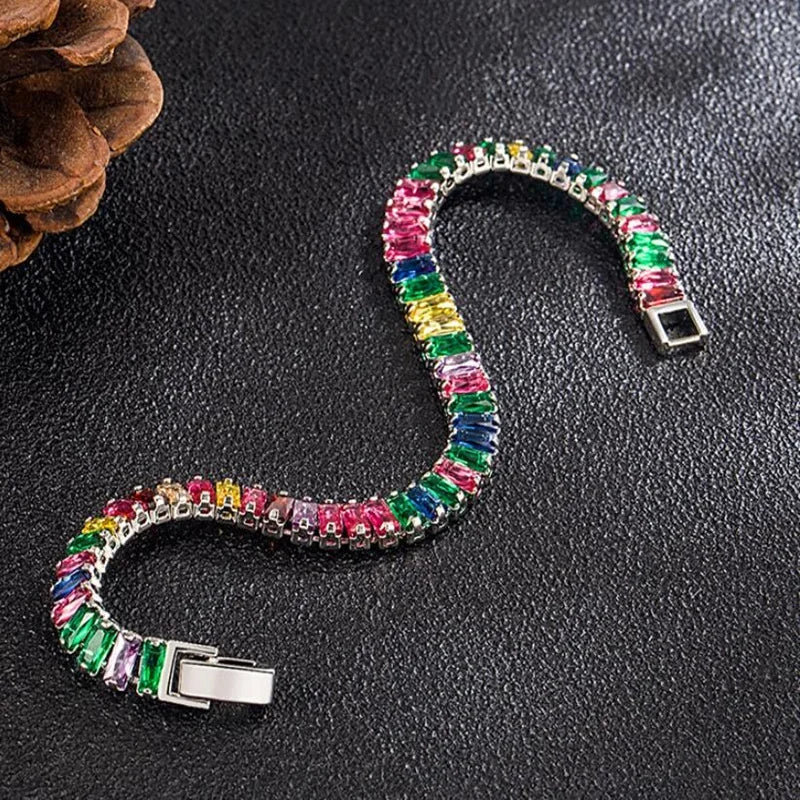 Hot sales 925 Sterling Silver Bracelet Noble Color Crystal Hand For Women Charm Wedding designer Jewelry Gift Party 18cm Vera Lux