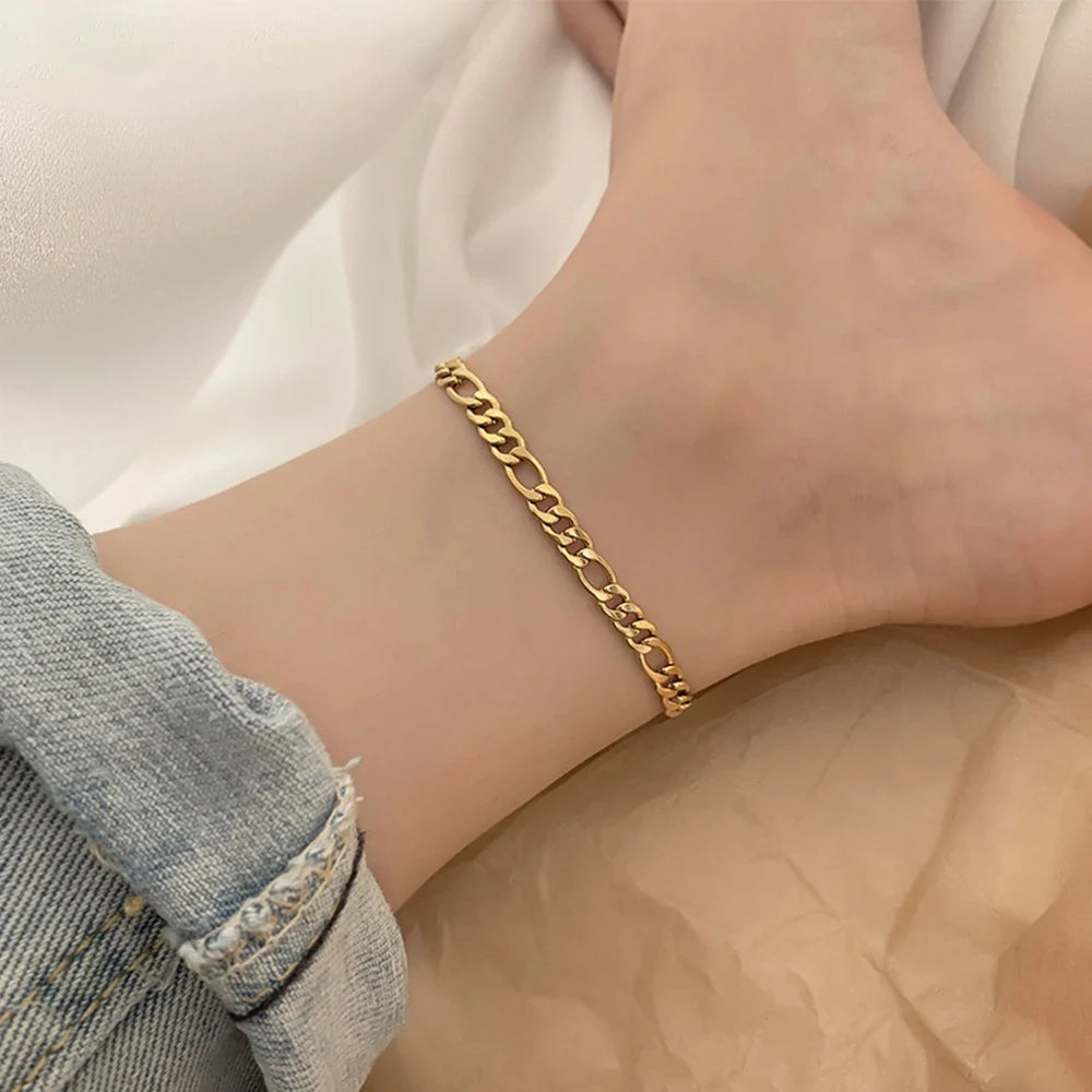 Franco Link Chain Anklets For Men Women Hip Hop Rapper Stainless Steel Foot Jewelry Leg Chain Ankle Cuban Chains Vera Lux