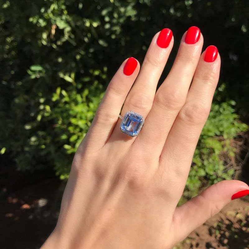 925 Sterling Silver Gorgeous Bridal Wedding Ring for Women Big Stone Crystal Square AAA Cubic Zirconia Elegant Statement Jewelry Vera Lux