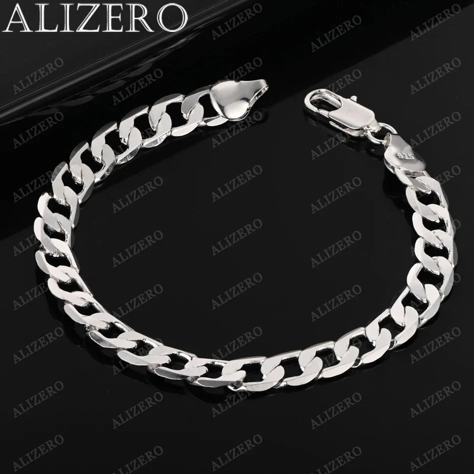 ALIZERO 925 Sterling Silver Bracelet 4/6/8/10/12mm Side Chain Bracelets For Men Women Fashion Fine Jewelry Wholesale Vera Lux