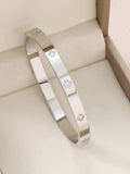 1pc 18K Gold Plated Stainless Steel Stackable Bracelet With Chain And Clover Design, Fashion Style For Women, Suitable For Casua Vera Lux