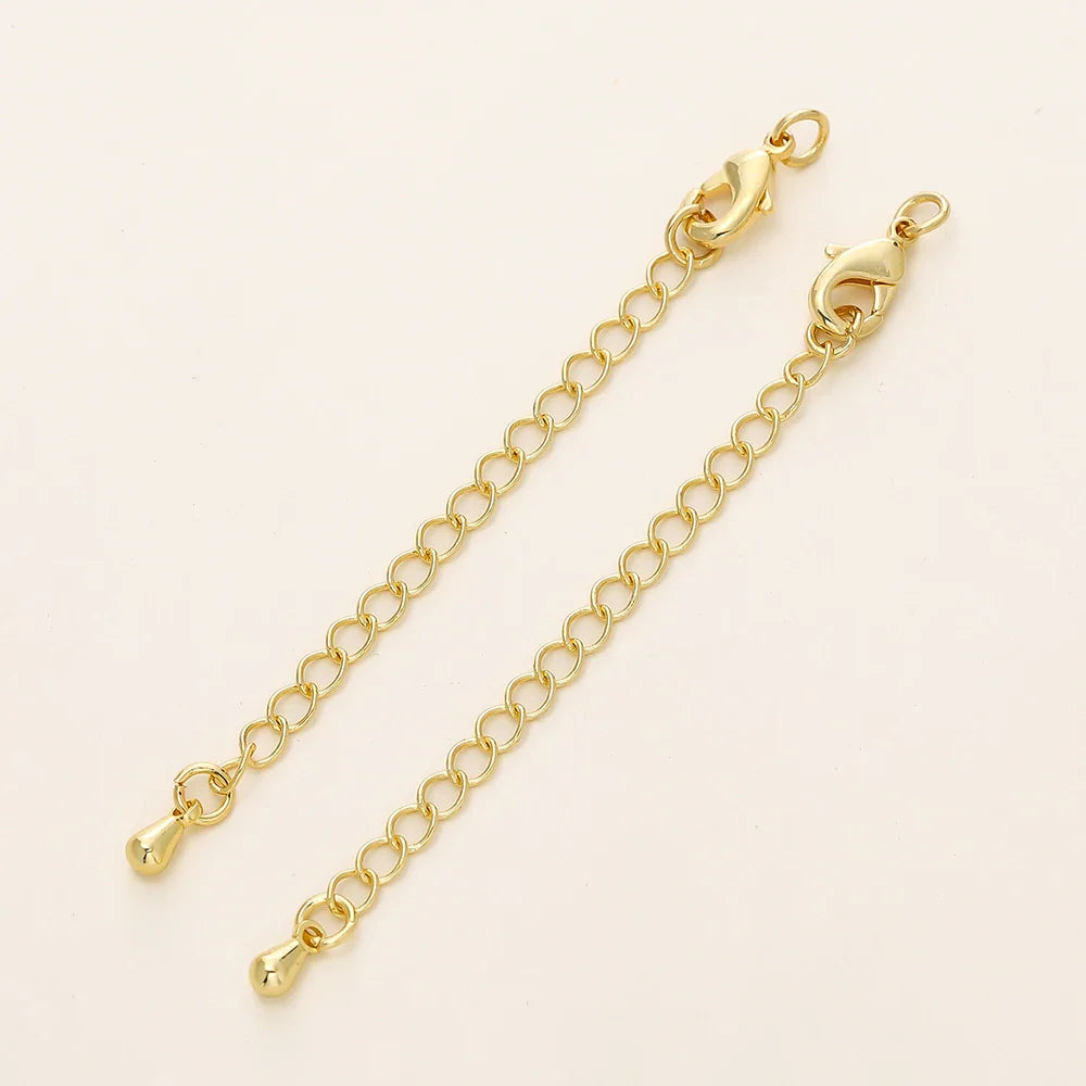 5/10pcs/Pack 14/18K Gold Color Plated Brass Various Extension Chain With Lobster Clasps for DIY Necklace Jewelry Making Findings Vera Lux