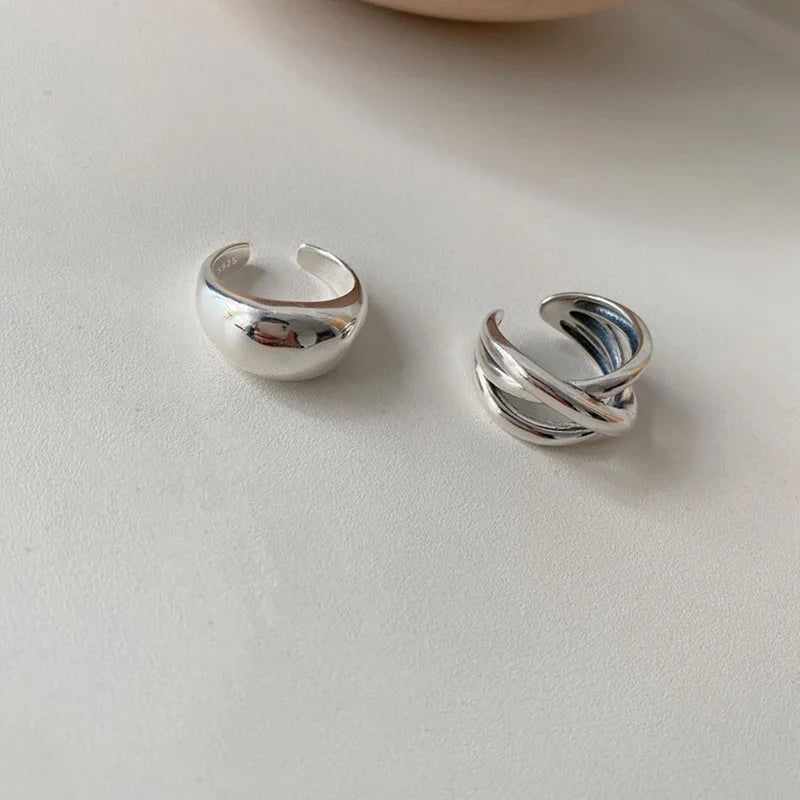 VENTFILLE 925 Sterling Silver Irregular Water Droplets Cross Ring Female Simple Retro Style Handmade Jewelry Vera Lux