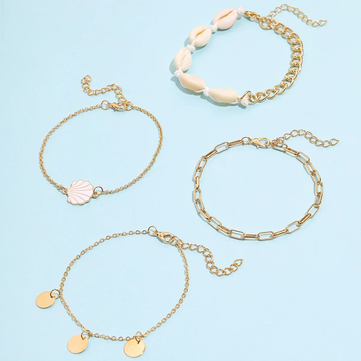 New Summer Shell Anklet Set For Women Sequin Beach Ankle Bracelet Gold Color Leg Chain On Foot Female Bohemian Jewelry Vera Lux