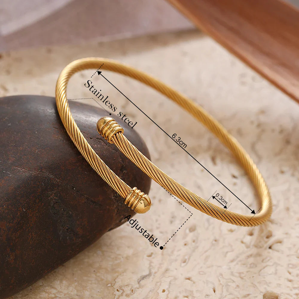 woiwoi Stainless Steel Bracelets Vintage Fashion Simplicity Temperament Decals Wires Metal Bracelet For Women Jewelry Gifts Vera Lux