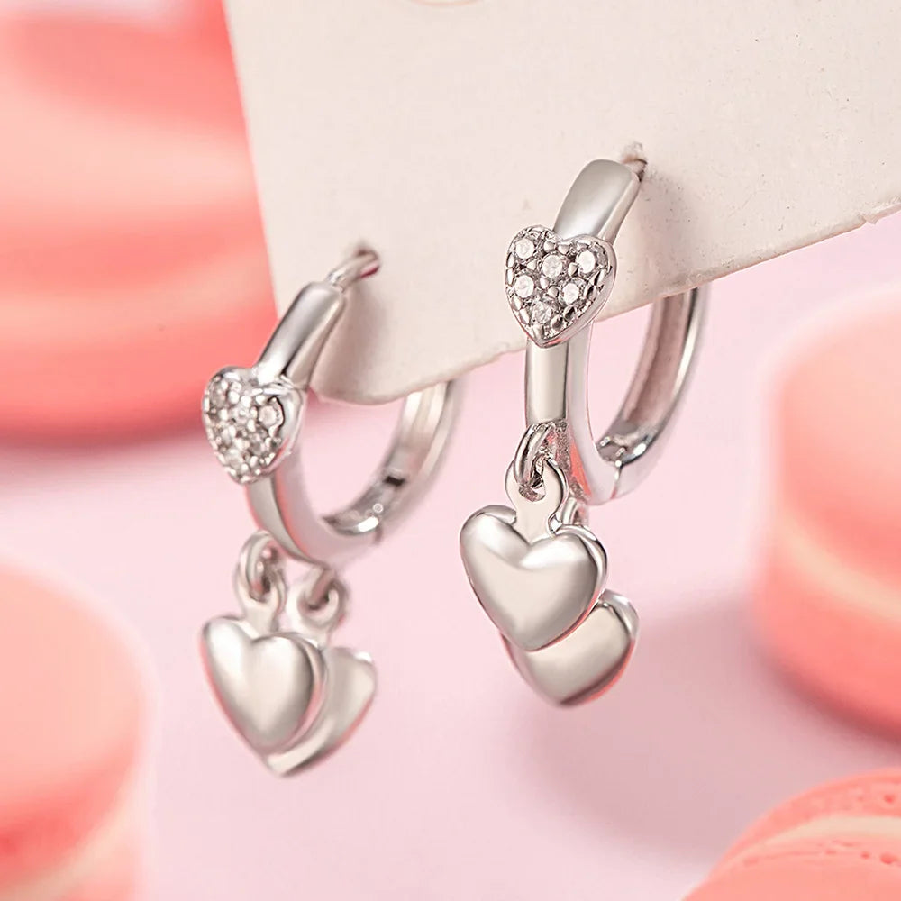 925 Sterling Silver Heart Zircon Stud Earrings For Women Wedding Elegant Luxury Jewelry Accessories Jewellery Prevent Allergies Vera Lux