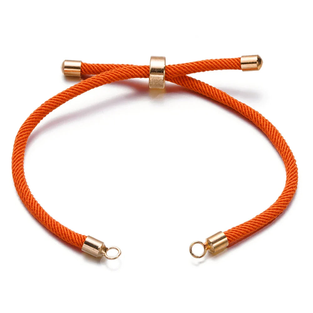 1pc Adjustable Nylon Braided Twisted Cords Slider Friendship Bracelets with Brass Cord End for Jewelry Making DIY Findings Vera Lux