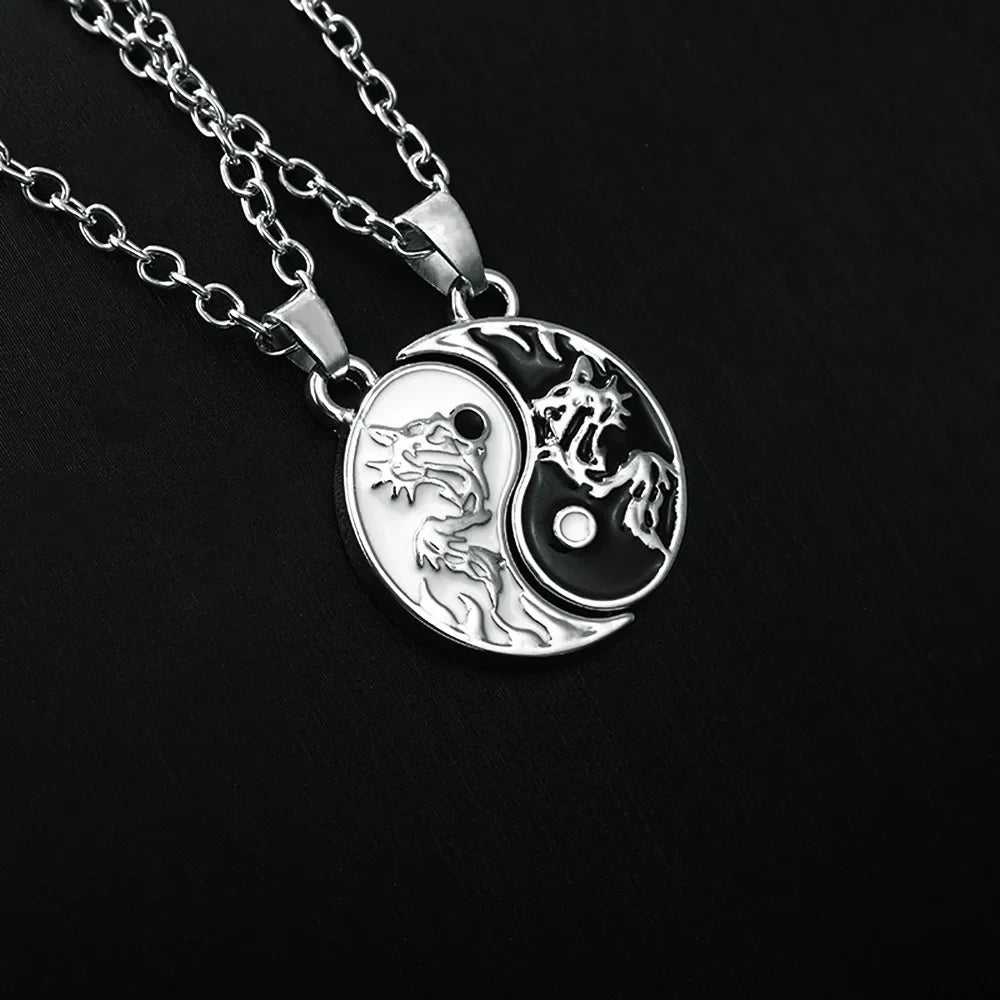 2 PCS Best Friends Necklace Jewelry Yin Yang Tai Chi Pendant Couples Paired Necklaces&Pendants Unisex Lovers Valentine's Gift Vera Lux