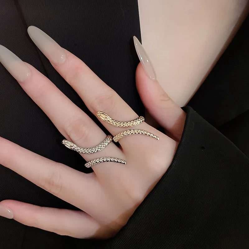 2025 New Arrival Snake Shaped Cuff Bracelet Ring Set for Women Exaggerated Metal Unique Design Bracelet Fashion Jewelry Set Vera Lux