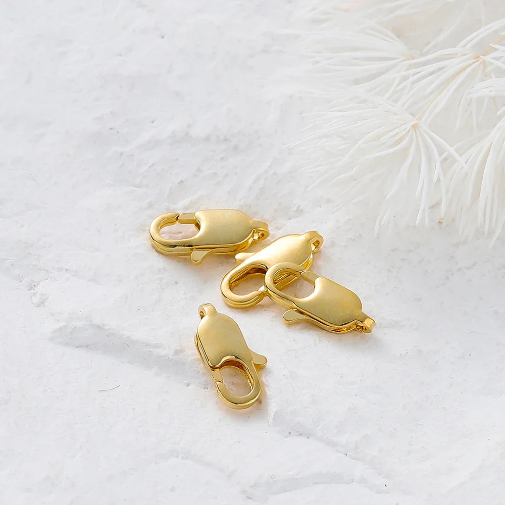 10pcs/lot 14K 18K Gold Plated Lobster Clasps Jump Rings End Chain Connector Hooks For DIY Necklace Bracelet Making Components Vera Lux