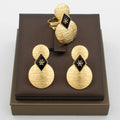 Luxury Tassel Earrings with Ring Set for Dubai African Gold Color and Black Color Matching Jewelry Set Square Design Earrings Vera Lux