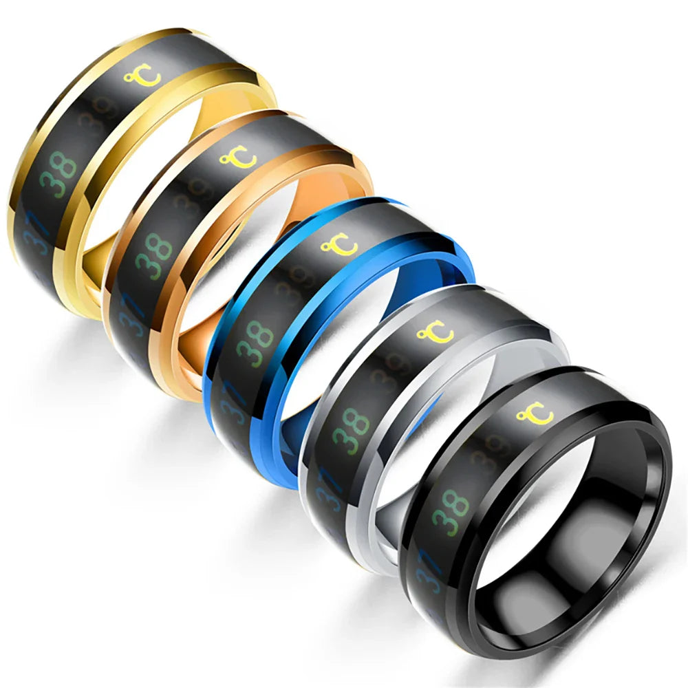 Temperature Couple Ring Titanium Steel Mood Emotion Feeling Intelligent Sensitive Rings for Women Men Fashion Waterproof Jewelry Vera Lux