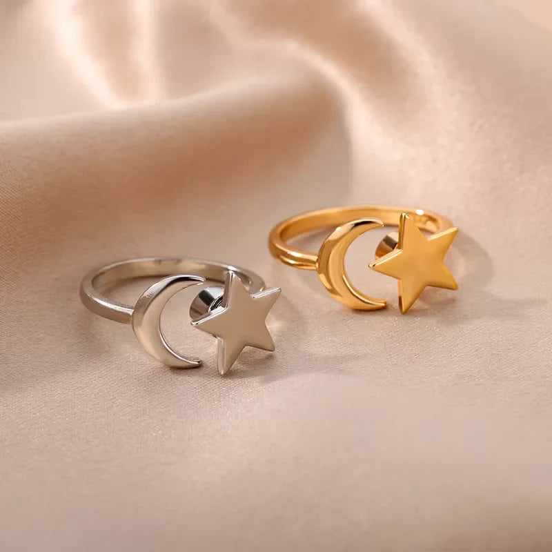 Anti Stress Anxiety Fidget Rings for Women Stainless Steel Sunflower Sun Star Spinner Ring Christmas Jewelry Gifts Dropshipping Vera Lux