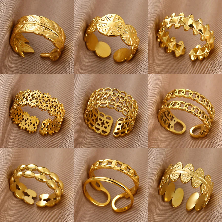 Stainless Steel Double Layer Rings for Women Vintage Hollow Out Geometric Finger Ring Fashion Jewelry Wedding Birthday Gift Vera Lux