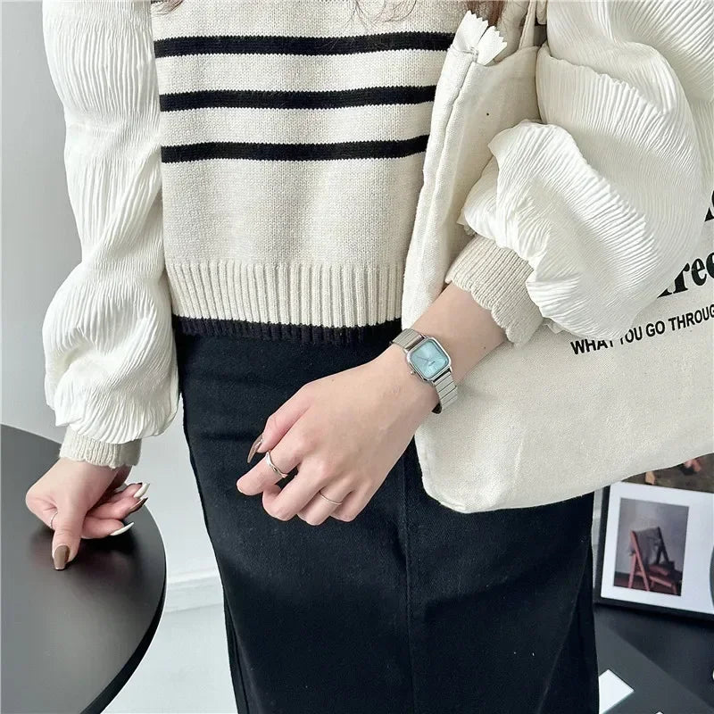 New Brand Steel Band Square Quartz Watch Retro Minimalist Temperament Small Dial Watch Female Student Wristwatch Dropshipping Vera Lux