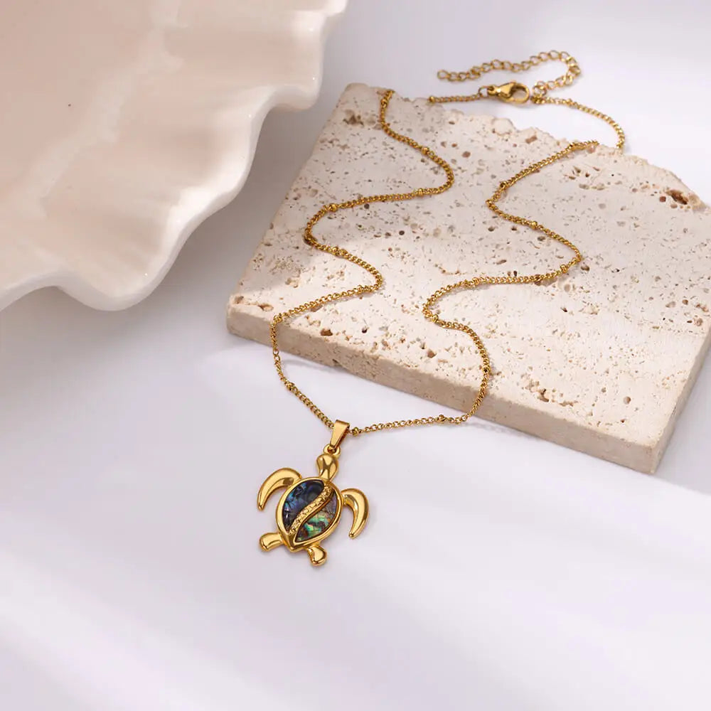 Summer Beach Turtle Necklace for Women Stainless Steel Chain Collar Pendant Necklaces Elegant Charm Jewelry Gift y2k Accessories Vera Lux