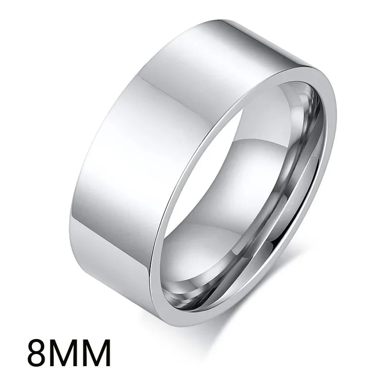 2mm 4mm 6mm 8mm Stainless Steel Wedding Ring for Women Flat Finger Rings Fashion Bijoux Femme Engagement Jewelry Vera Lux