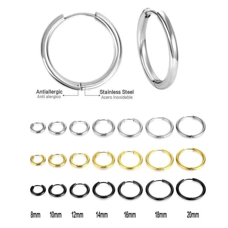 10/20Pcs Minimalist 316L Stainless Steel Small Hoop Earrings For Women Man Classic Round Earrings Fashion Ear Piercing Jewelry Vera Lux