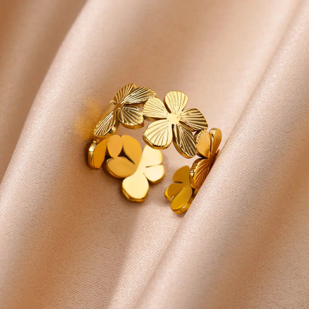 Anti-Stress Rotating Beads Rings for Women Men Gold Color Stainless Steel Double Smooth Beads Finger Ring Party Jewelry Gift Vera Lux