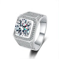 NeeTim D Color 10 Carat Moissanite Ring for Men S925 Sterling Silver Plated with White Gold Luxury Man Wedding Ring Fine Jewelry Vera Lux