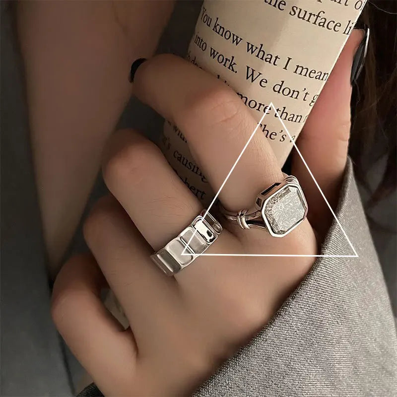 925 Sterling Silver plated Ring for Women Girl Gift Blace Stone Crystal Glaze Retro Punk Open Jewelry Dropship Wholesale Vera Lux