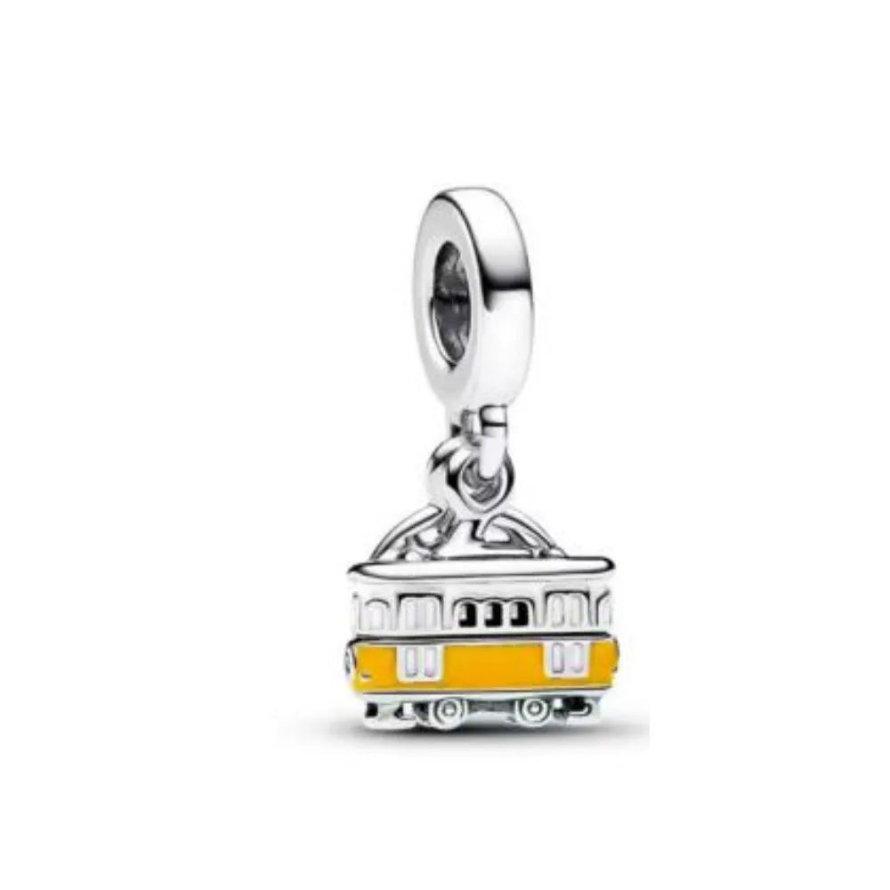 2026 New S925 Silver Hollow Elephant Monkey Car Pendant Fit Original Bracelet DIY Accessories Women's Charm Jewelry Gifts Vera Lux