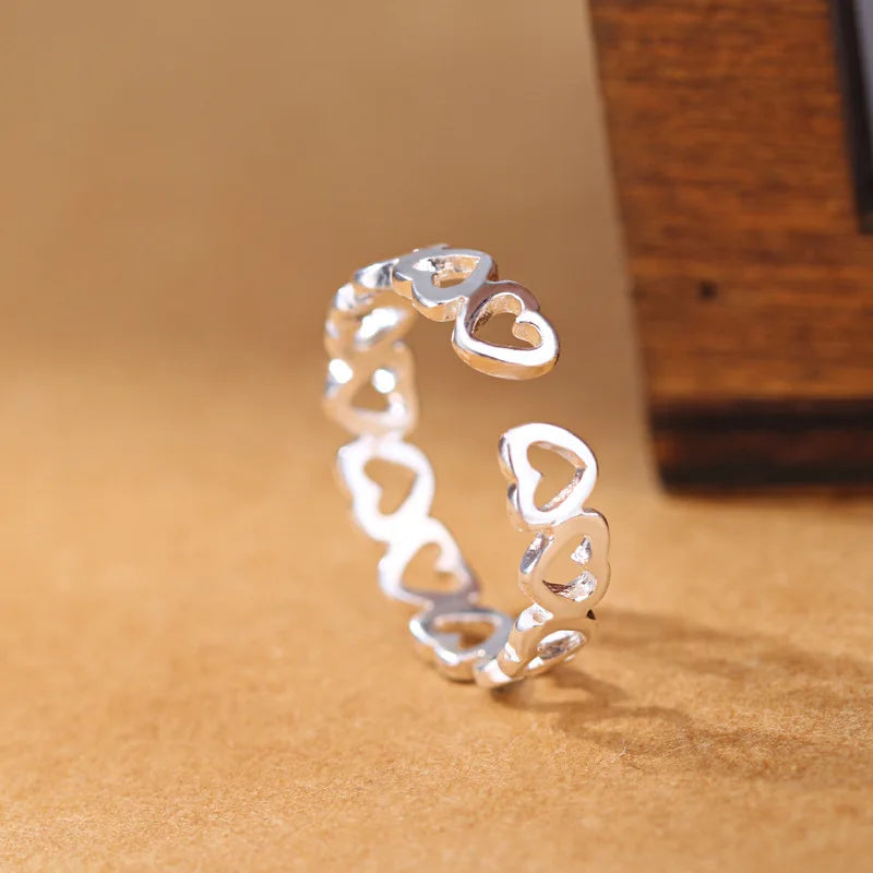 925 Sterling Silver Heart Adjustable Rings For Women Engagement Wedding Luxury Jewelry Accessories Jewellery Vera Lux