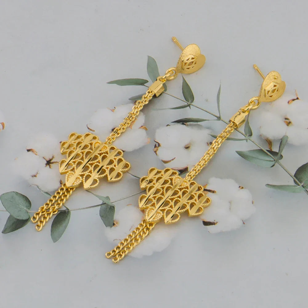 Gold-Plated Necklace Earrings Jewelry Set For Woman Fashion Charms Party Bridal Weddings Engagement Jewellery Gift Vera Lux