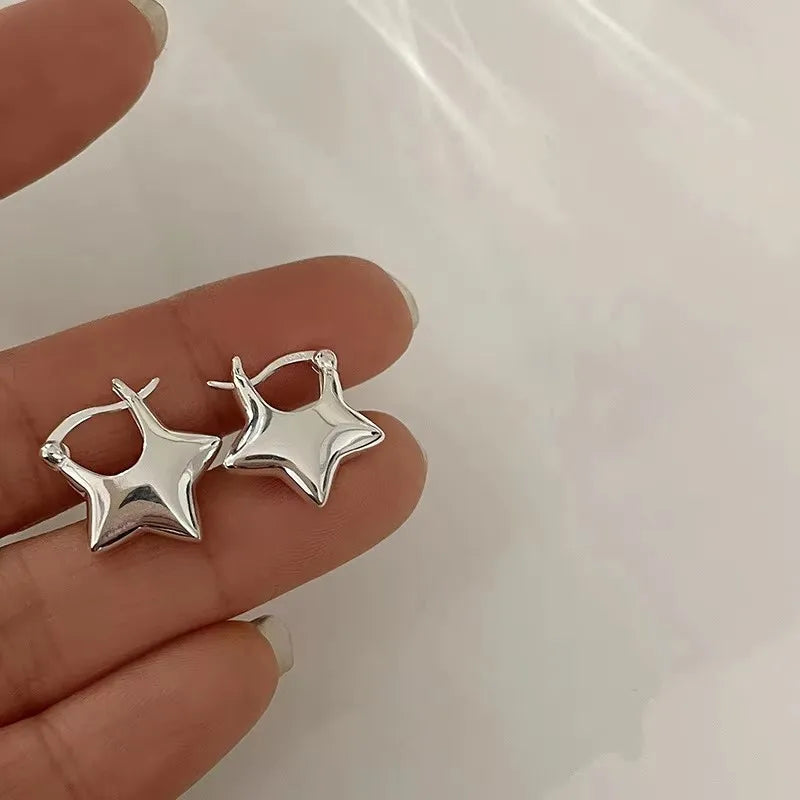 925 Sterling Silver Vintage Simple Star Earrings For Women Trendy Earring Jewelry Prevent Allergy Party Accessories Gift Vera Lux