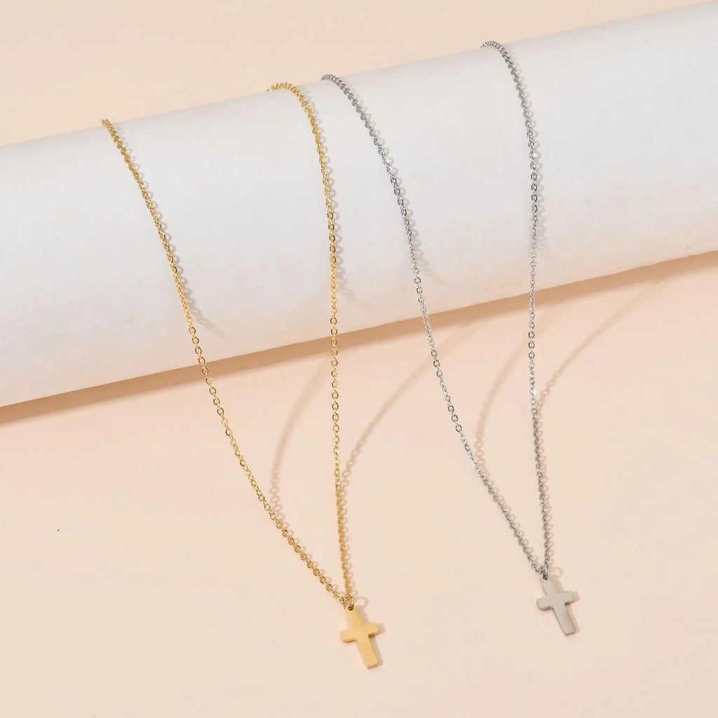 Stainless Steel Cross Necklace For Women Gold Silver Color Waterproof Chain Men Fashion Never Fade Jewelry Accessories Vera Lux