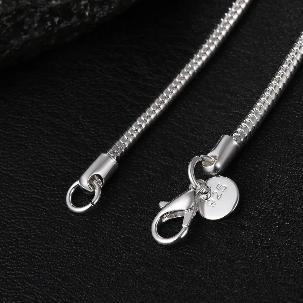 40-75cm 925 Sterling Silver 1MM/2MM/3MM solid Snake Chain Necklace For Men Women Fashion Jewelry for pendant free shipping Vera Lux