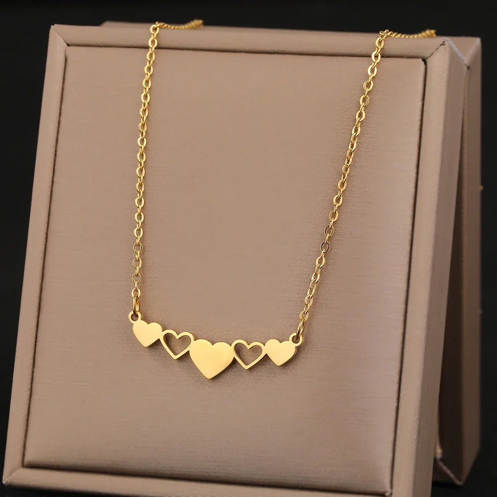 Stainless Steel Necklaces Elegant Exquisite Heart Infinity Symbol Heartbeat Pendants Chain Trend Fine Necklace For Women Jewelry Vera Lux