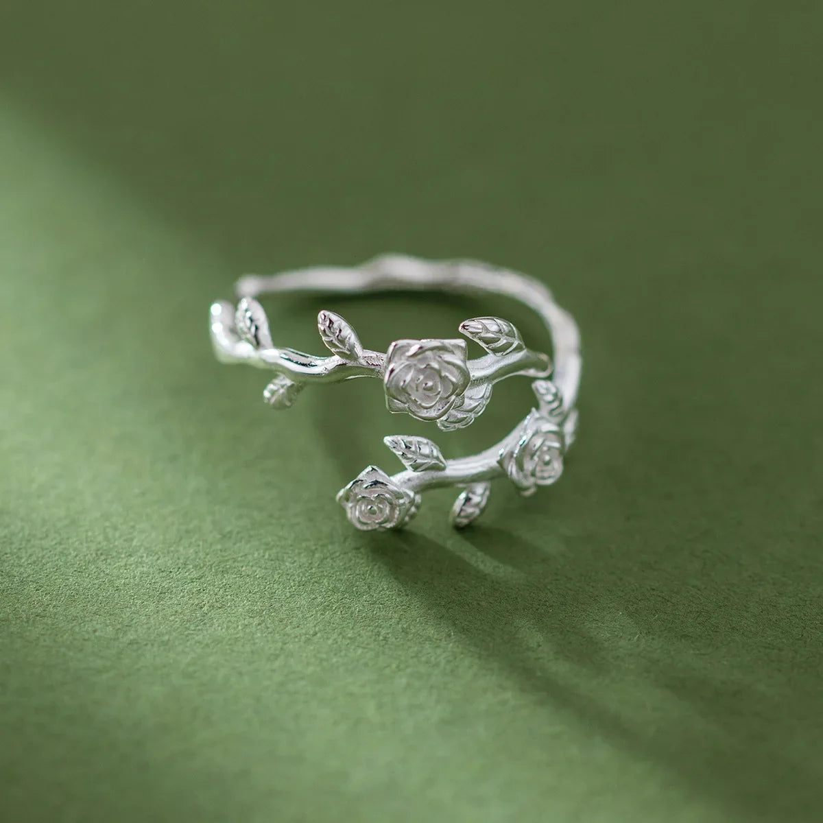 925 Sterling Silver Roses Branch Adjustable Rings For Women Engagement Wedding Female Luxury Jewelry Accessories Jewellery Vera Lux