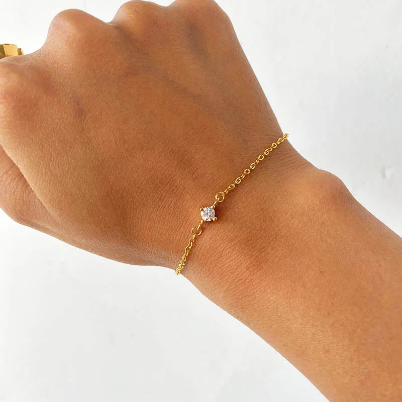 Single Zircon Circle Bead Bracelets For Women Stainless Steel Bracelet Summer Jewelry Couple Friends Accessories Gift 2023 Vera Lux
