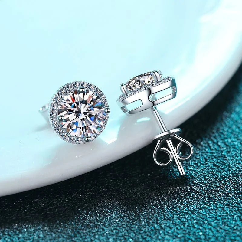 NeeTim Moissanite Stud Earrings for Women S925 Sterling Silver White Gold Plated Diamond Earring Ear Studs Wedding Fine Jewelry Vera Lux