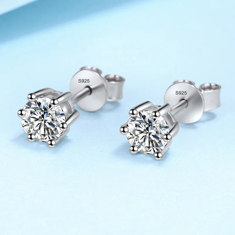 NeeTim 0.5ct 1ct 2ct Moissanite Stud Earrings for Women 925 Sterling Silver Green Pink Black Blue Grey Sparkling Studs Earring Vera Lux